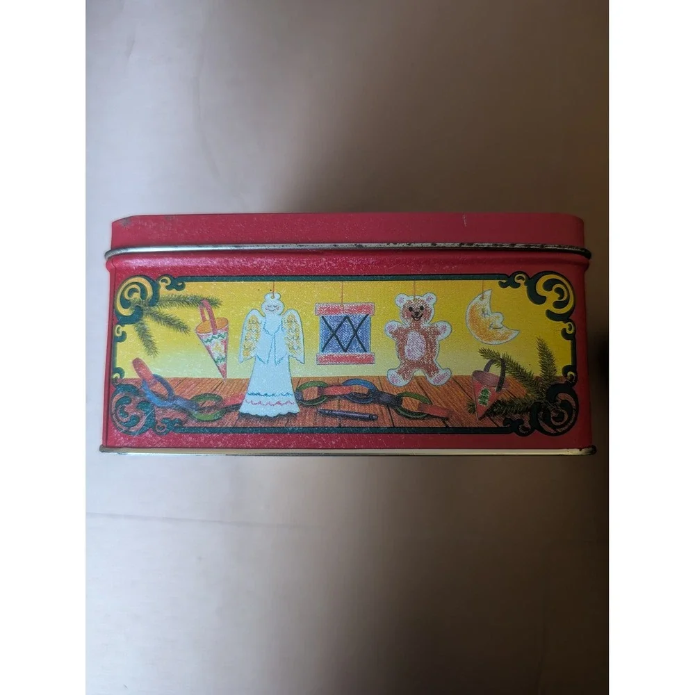 1992 Crayola Tin Box Christmas Scene Children‎ Dog Holiday Decor Collectible